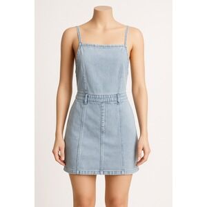 H&M &DENIM Light Wash Denim Jumper/Mini Dress Women/Jr M Adjustable‎ Straps Y2K